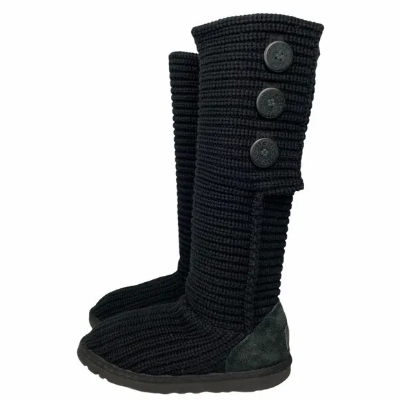 Ugg Black Classic Cardy Sock Boots Size 6