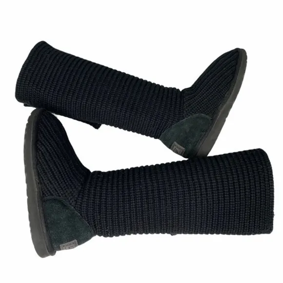 Ugg Black Classic Cardy Sock Boots Size 6