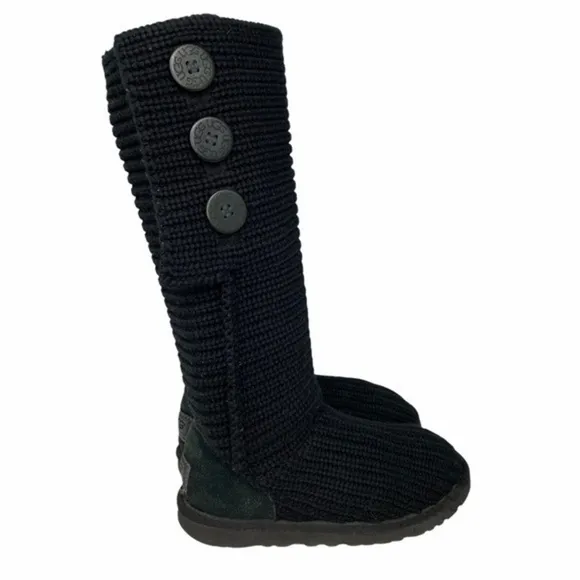 Ugg Black Classic Cardy Sock Boots Size 6