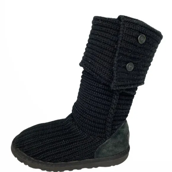 Ugg Black Classic Cardy Sock Boots Size 6