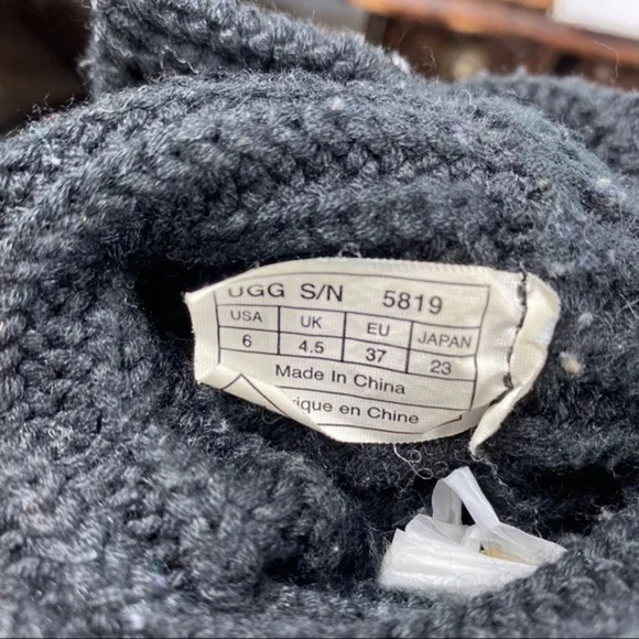Ugg Black Classic Cardy Sock Boots Size 6