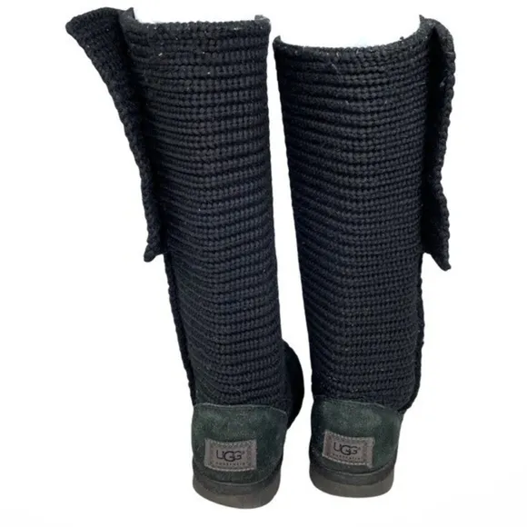 Ugg Black Classic Cardy Sock Boots Size 6