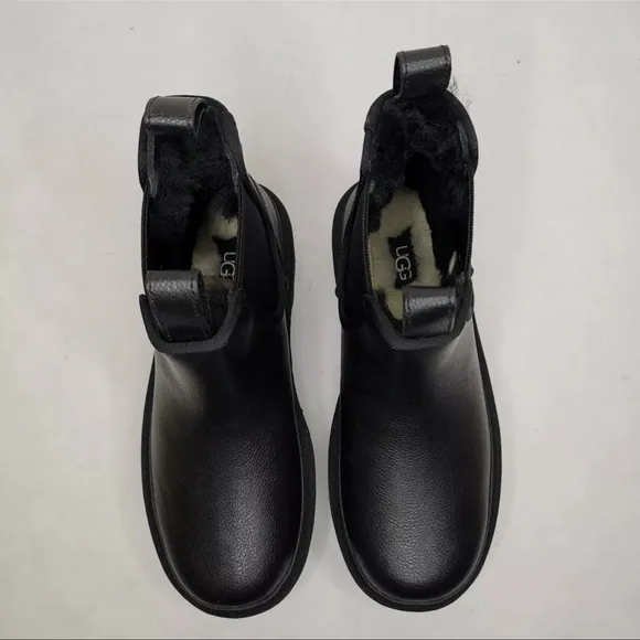UGG Black Leather Platform Neumel Chelsea Boots