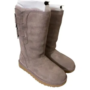 UGG Boots Womens Size 5 Allegra Bow Gray Suede Leather 1092969 Sygr New