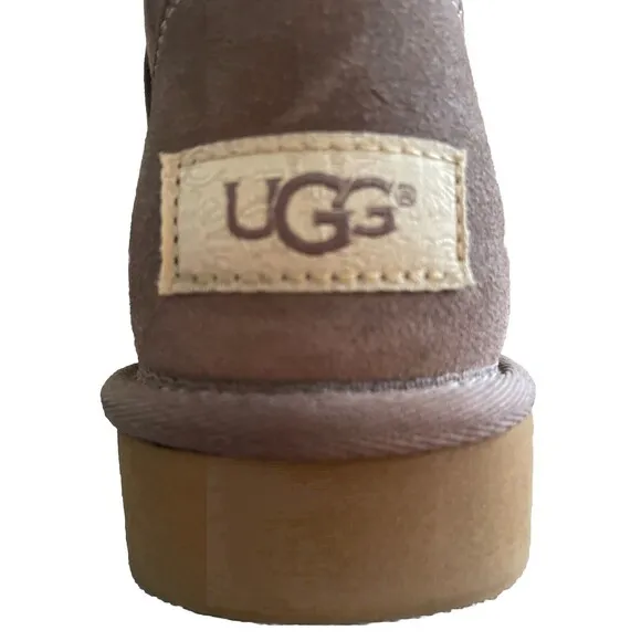 UGG Boots Womens Size 5 Allegra Bow Gray Suede Leather 1092969 Sygr New