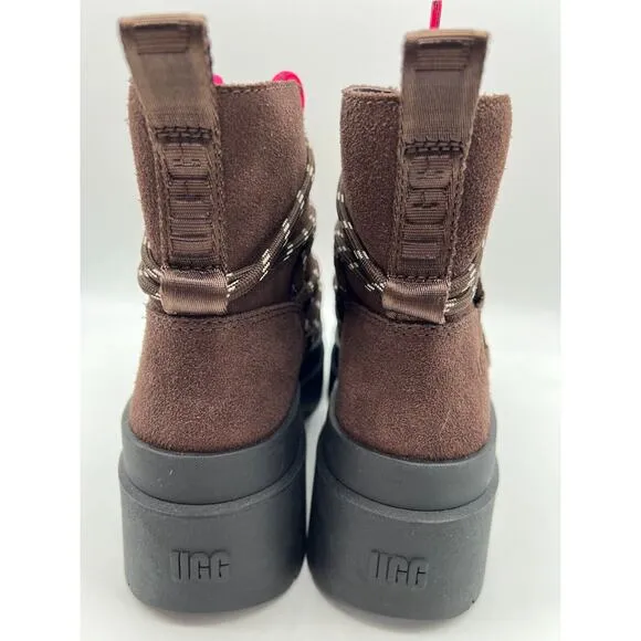 UGG Brisbane Lace Up Suede Platform Boots Burnt Cedar Women's Size 9.5📦