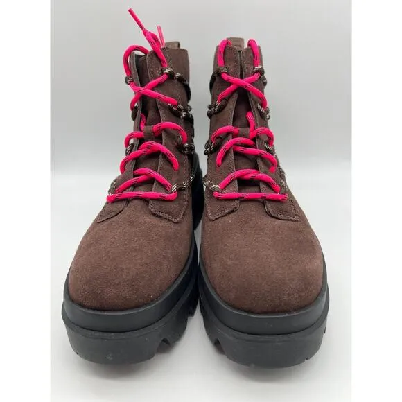 UGG Brisbane Lace Up Suede Platform Boots Burnt Cedar Women's Size 9.5📦