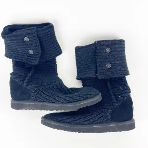 Ugg Classic Black Knit Boot Size 8