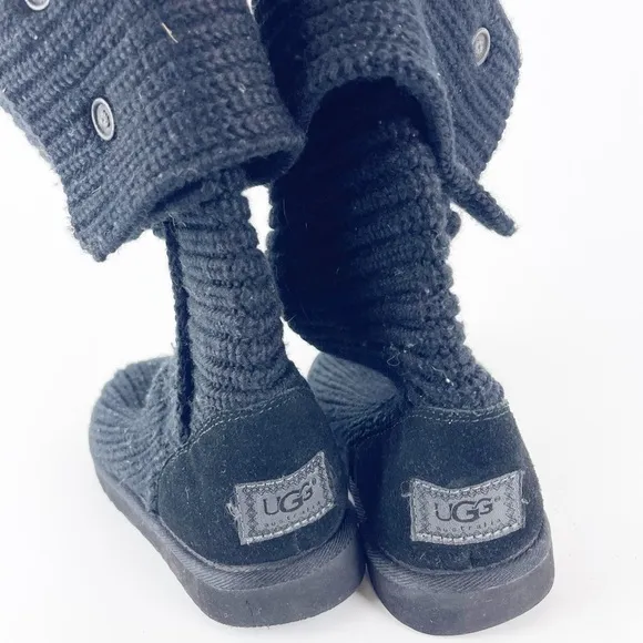 Ugg Classic Black Knit Boot Size 8