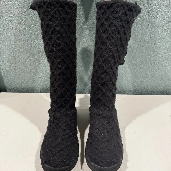 UGG Classic Cardy Black Multi-Height Knit Boots