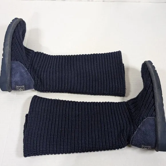 UGG Classic Cardy Knit Blue Sweater boots womens size 5