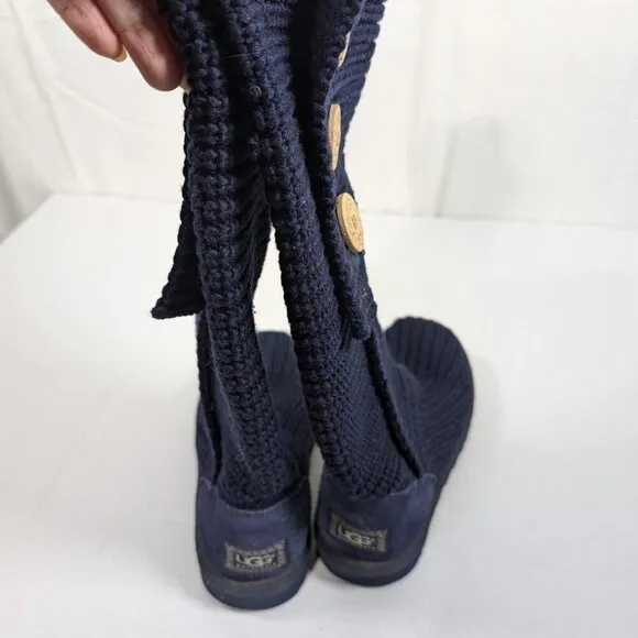 UGG Classic Cardy Knit Blue Sweater boots womens size 5