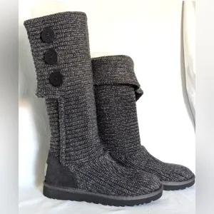 UGG Classic Cardy Knit Boots Women’s Size 7 Gray Tall Sweater Style
