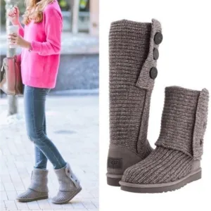 Ugg Classic Cardy Knit Sweater Boots Grey Size 9