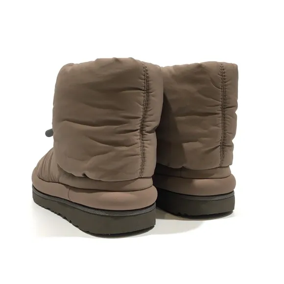 UGG CLASSIC MAXI SHORT PUFFER BOOTS -WALNUT BROWN -YOUTH US 4 -NEW