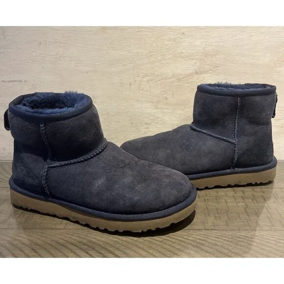 UGG CLASSIC MINI II Winter Lined Boots 1016222 Navy Blue Women’s Size 7