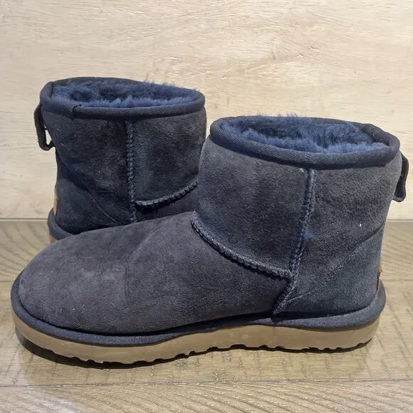 UGG CLASSIC MINI II Winter Lined Boots 1016222 Navy Blue Women’s Size 7