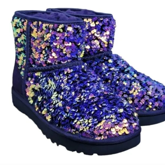 UGG Classic Mini‎ Stellar Sequin Booties Lined