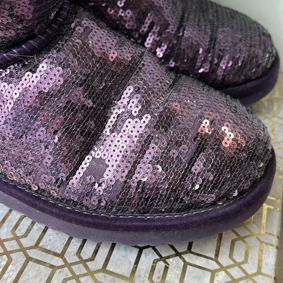 Ugg Classic Purple Sparkle Sequins Boots Women's size 7