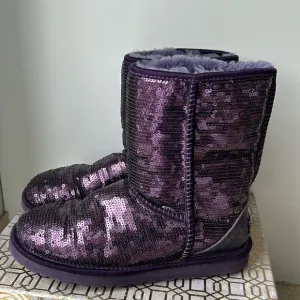 Ugg Classic Purple Sparkle Sequins Boots Women's size 7