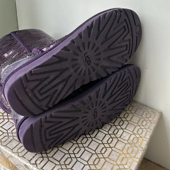 Ugg Classic Purple Sparkle Sequins Boots Women's size 7