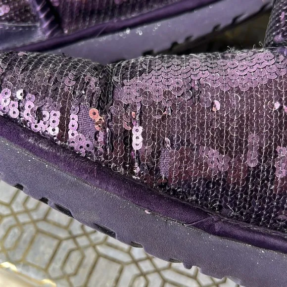 Ugg Classic Purple Sparkle Sequins Boots Women's size 7