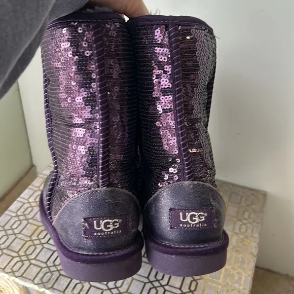 Ugg Classic Purple Sparkle Sequins Boots Women's size 7
