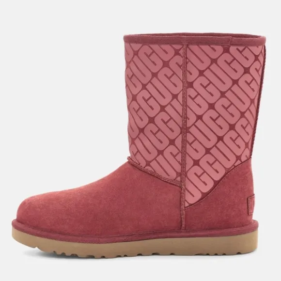 UGG Classic Short II Ugg Graphic Logo Sheepskin Lined Boots