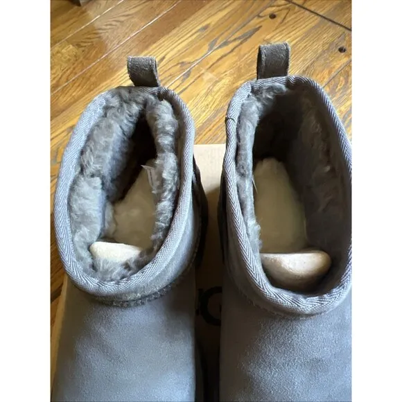 UGG CLASSIC ULTRA MINI NEW HEIGHTS Gray SUEDE WOMEN'S BOOTS US SIZE 10 NIB!