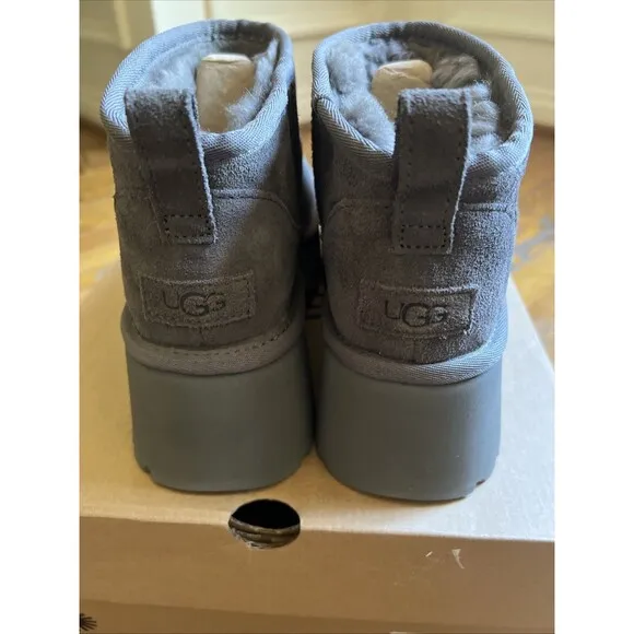 UGG CLASSIC ULTRA MINI NEW HEIGHTS Gray SUEDE WOMEN'S BOOTS US SIZE 10 NIB!