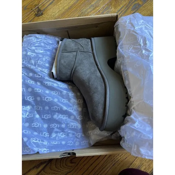 UGG CLASSIC ULTRA MINI NEW HEIGHTS Gray SUEDE WOMEN'S BOOTS US SIZE 10 NIB!