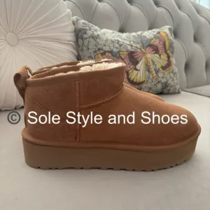UGG Classic Ultra Mini Platform Boots Chestnut Big Kids 6 (Fits Women’s 8) NWOB