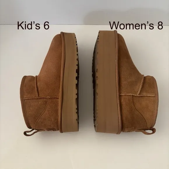 UGG Classic Ultra Mini Platform Boots Chestnut Big Kids 6 (Fits Women’s 8) NWOB