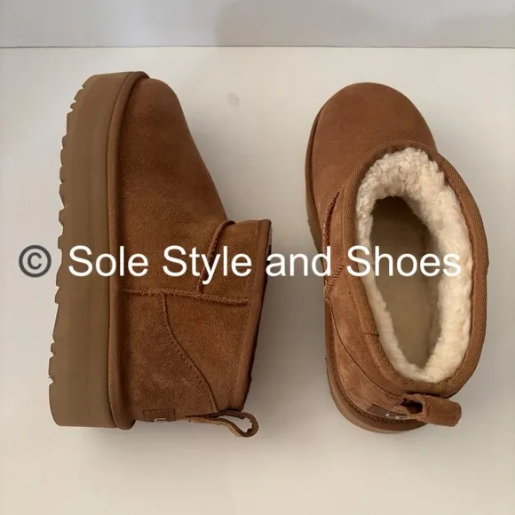 UGG Classic Ultra Mini Platform Boots Chestnut Big Kids 6 (Fits Women’s 8) NWOB
