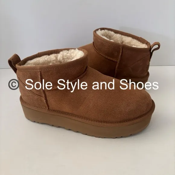 UGG Classic Ultra Mini Platform Boots Chestnut Big Kids 6 (Fits Women’s 8) NWOB