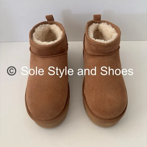 UGG Classic Ultra Mini Platform Boots Chestnut Big Kids 6 (Fits Women’s 8) NWOB