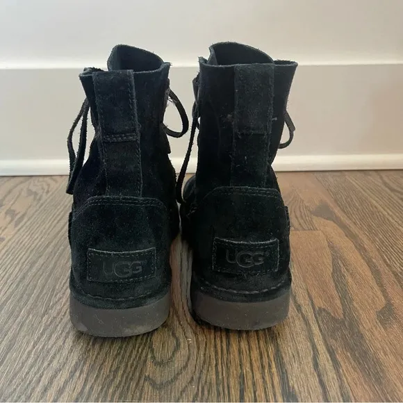 UGG Elvi black suede lace up boots size 6