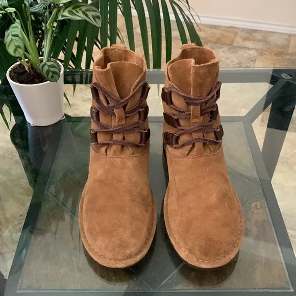 UGG Elvi Chestnut Suede Lace-Up Boots