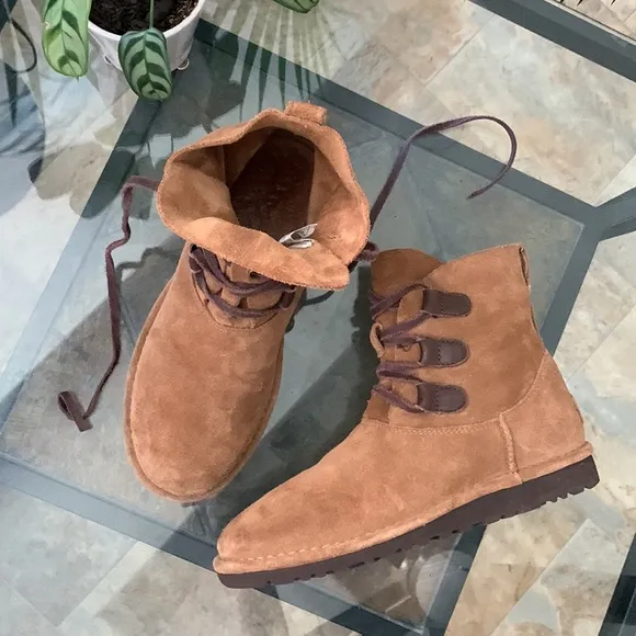 UGG Elvi Chestnut Suede Lace-Up Boots
