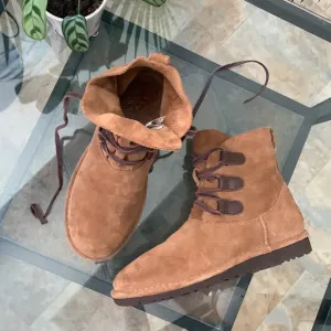 UGG Elvi Chestnut Suede Lace-Up Boots