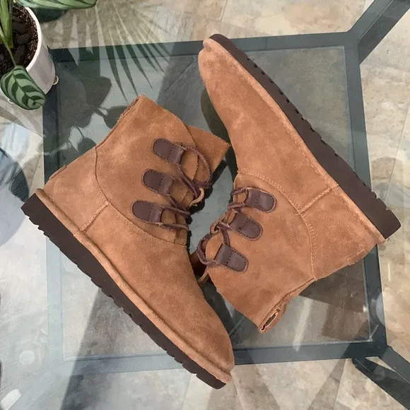 UGG Elvi Chestnut Suede Lace-Up Boots