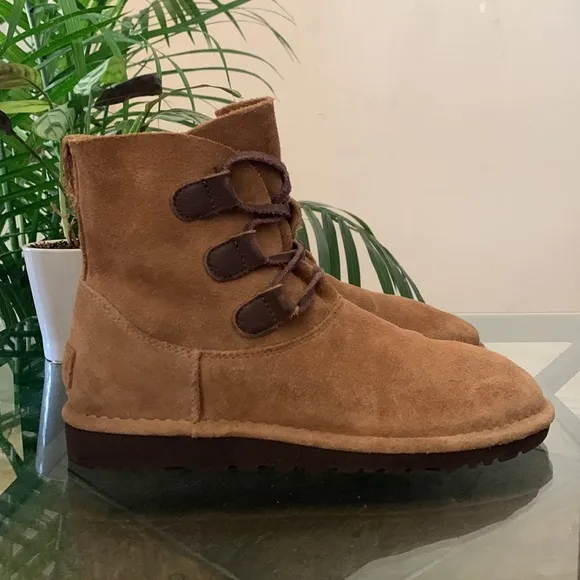 UGG Elvi Chestnut Suede Lace-Up Boots