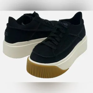 UGG EZ-DUZZIT LACE BLACK PLATFORM SNEAKER SHOES US 10