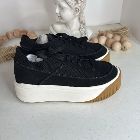 UGG EZ-DUZZIT LACE BLACK PLATFORM SNEAKER SHOES US 10