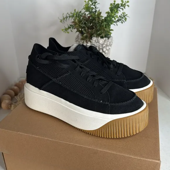 UGG EZ-DUZZIT LACE BLACK PLATFORM SNEAKER SHOES US 10