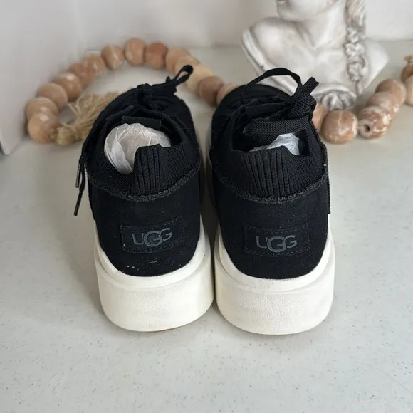 UGG EZ-DUZZIT LACE BLACK PLATFORM SNEAKER SHOES US 10