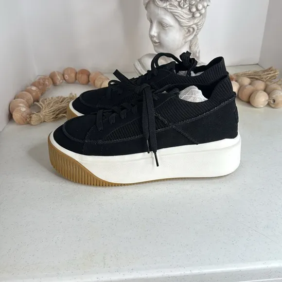 UGG EZ-DUZZIT LACE BLACK PLATFORM SNEAKER SHOES US 10