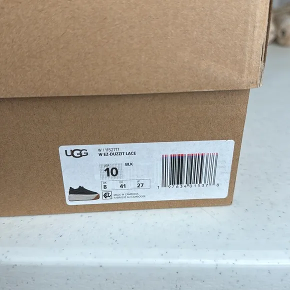 UGG EZ-DUZZIT LACE BLACK PLATFORM SNEAKER SHOES US 10