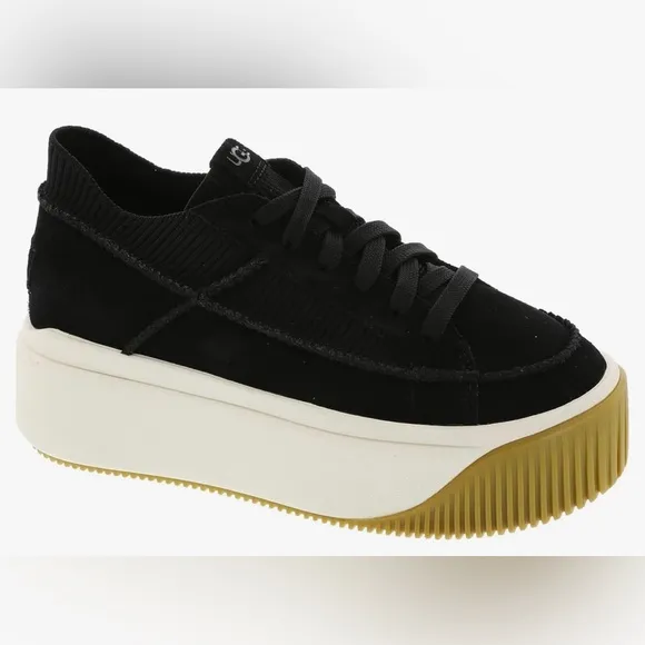 UGG EZ-DUZZIT LACE BLACK PLATFORM SNEAKER SHOES US 10