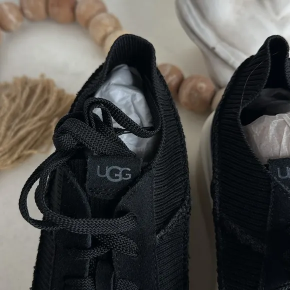 UGG EZ-DUZZIT LACE BLACK PLATFORM SNEAKER SHOES US 10